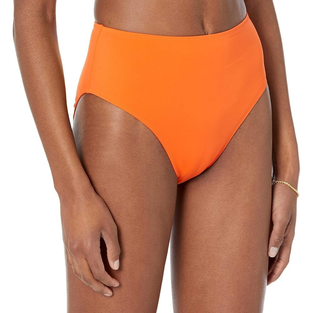 High Waist Bikini Bottom Orange Large Quick Dry